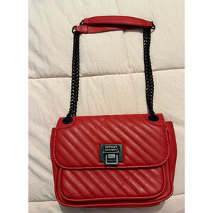 Badgley Mischka Quilted Vegan Leather Crossbody Bag Red Quilted Shoulder Bag NEW